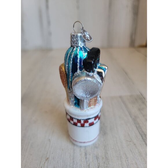 OWC old world Kitchen utensils blown glass glitter ornament Xmas - Picture 2 of 9
